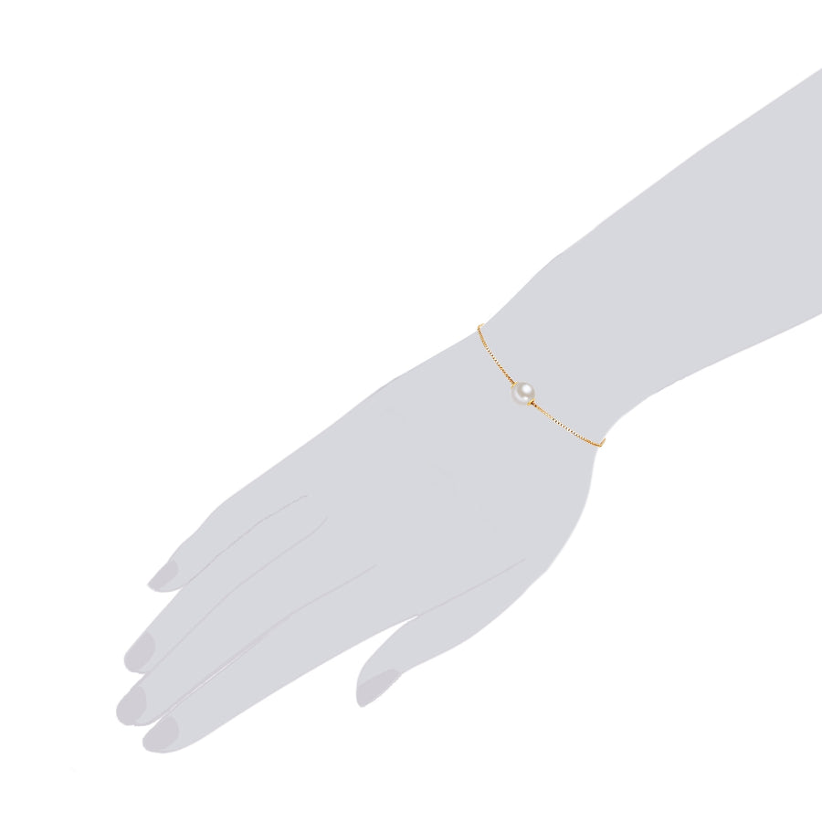 Armband Sterling Silber gelbgold Süßwasser-Zuchtperle weiß